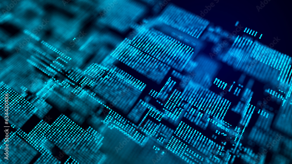 Poster technological background made of dots and lines. large amount of data. 3d rendering.
