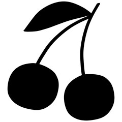 black silhouette of a cherry isolated on white