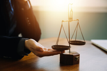 Businessman and Male lawyer or judge consult having team meeting with client, Law and Legal...