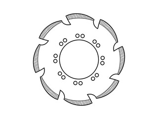 Blade for circular saw. Linear vector drawing.