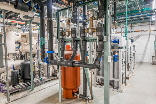 mechanical roof penhouse with pipes and equipment