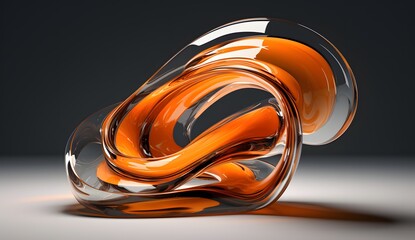 3d illustration of abstract wavy background in orange and black colors