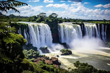 Fototapeta premium Iguazu Falls Unveiled: A Stunning Landscape Shot Beyond Words