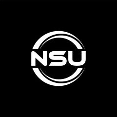 NSU letter logo design with black background in illustrator, vector logo modern alphabet font overlap style. calligraphy designs for logo, Poster, Invitation, etc.