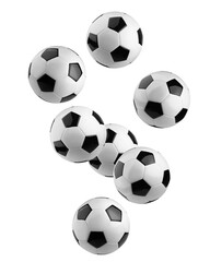 Falling Soccer ball, Football, isolated on white background, full depth of field
