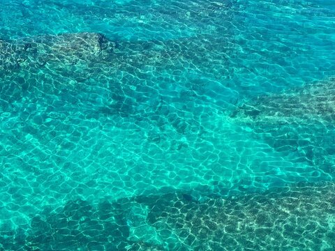 sea clear light blue clear water in paradise lagoon.