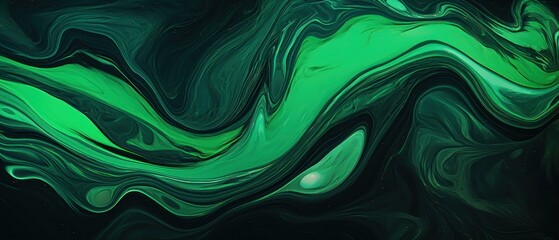 Colorful black and green abstract liquid texture background