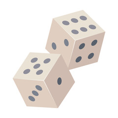 Dice cubes illustration. Cartoon doodle of item for gambling and sports games with money isolated on white background. Entertainment, gambling concept