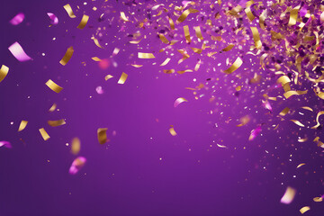arty and Confetti Celebration Rendered Abstractly on a Purple Background