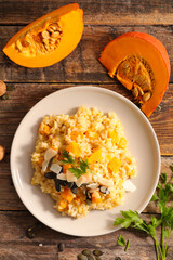 pumpkin risotto with parmesan, top view