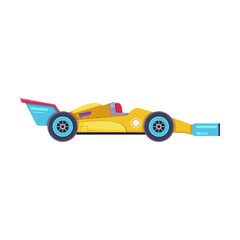 Side view of racing car on white background. Automobile for rally championship, model of high speed vehicle cartoon illustration. Racing, transport concept