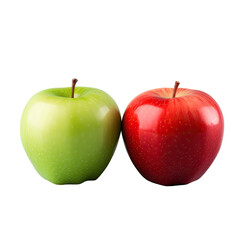 Red and green apple isolated on transparent background