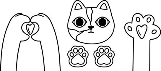 Cute and funny doodle cat set.