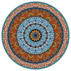 Mehndi Henna Drawing Circular Mandala pattern for tattoo, decoration premium product poster or painting. Decorative ornament in ethnic oriental style. Outline doodle hand draw illustration.