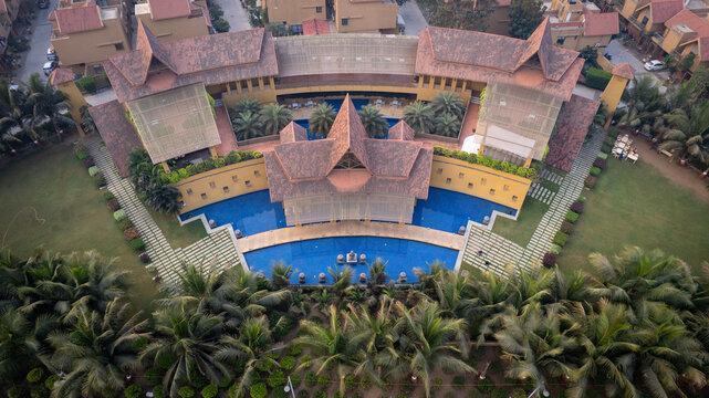Photo of beautiful houses and canals taken by flying camera
