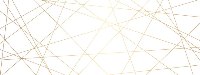 Abstract luxury gold geometric random chaotic lines with many squares and triangles shape background.