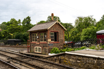 Fototapeta na wymiar Traditional signal house in Goathland station on the North York Moors railway