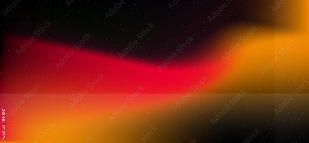 Poster Black overlay background with holographic highlights in red and yellow. Texture of crumpled folded paper. Vector background with orange reflections