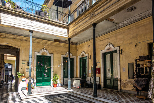 Pasaje de la Defensa is a popular stop for tourists in the bohemian barrio of San Telmo in Buenos Aires, Argentina