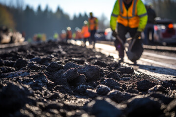 Naklejka premium road repair asphalt pavement generative ai