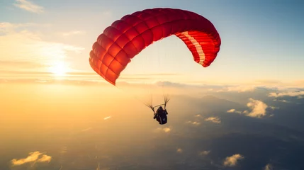 Tuinposter skydiver in sky enjoys the views at high altitude generative ai © Fukume
