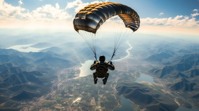 skydiver in sky enjoys the views at high altitude generative ai
