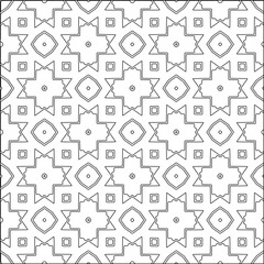 Abstract background with figures from lines. black and white pattern for web page, textures, card, poster, fabric, textile. Monochrome graphic repeating design.