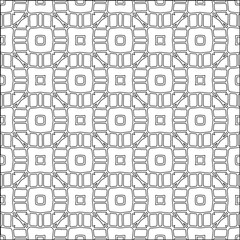 Abstract background with figures from lines. black and white pattern for web page, textures, card, poster, fabric, textile. Monochrome graphic repeating design.