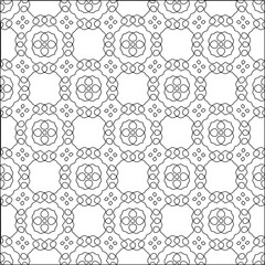 Abstract background with figures from lines. black and white pattern for web page, textures, card, poster, fabric, textile. Monochrome graphic repeating design.