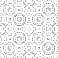 Abstract background with figures from lines. black and white pattern for web page, textures, card, poster, fabric, textile. Monochrome graphic repeating design.