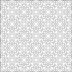 Abstract background with figures from lines. black and white pattern for web page, textures, card, poster, fabric, textile. Monochrome graphic repeating design.