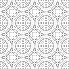 Abstract background with figures from lines. black and white pattern for web page, textures, card, poster, fabric, textile. Monochrome graphic repeating design.