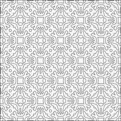 Abstract background with figures from lines. black and white pattern for web page, textures, card, poster, fabric, textile. Monochrome graphic repeating design.