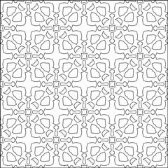 Abstract background with figures from lines. black and white pattern for web page, textures, card, poster, fabric, textile. Monochrome graphic repeating design.