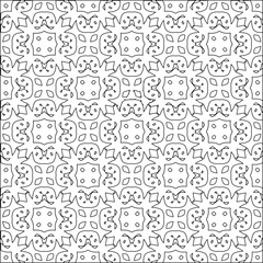 Abstract background with figures from lines. black and white pattern for web page, textures, card, poster, fabric, textile. Monochrome graphic repeating design.