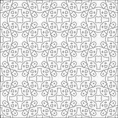 Obraz premium Abstract background with figures from lines. black and white pattern for web page, textures, card, poster, fabric, textile. Monochrome graphic repeating design.