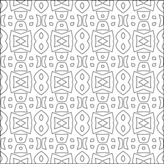 Abstract background with figures from lines. black and white pattern for web page, textures, card, poster, fabric, textile. Monochrome graphic repeating design.