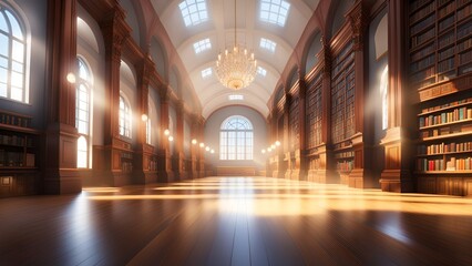 Fototapeta premium library interior bookshelf background use it as image, poster and banner design