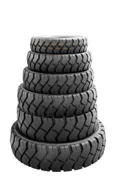 new tire whees isolated on white background, transport concept