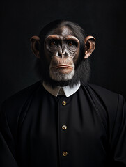 An Anthropomorphic Chimpanzee Dressed Up as a Priest