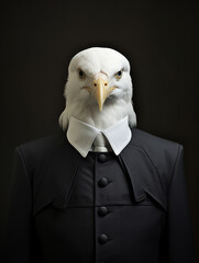 An Anthropomorphic Seagull Dressed Up as a Priest