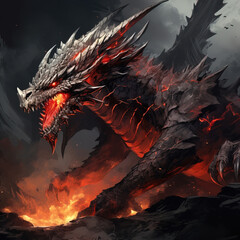 Shadow Dragon digital painting for posters and graphic uses.