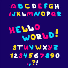 Vector illustration of a font in doodle style for children's posters
