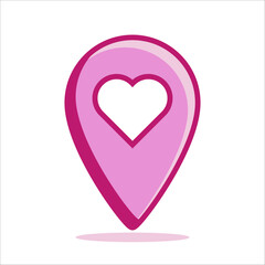 Vector illustration of a navigation point with a heart inside in a romantic style, female