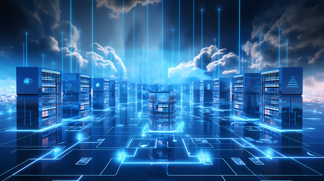 Next-Gen Business Backdrops: Futuristic Cloud & Cybersecurity Imagery