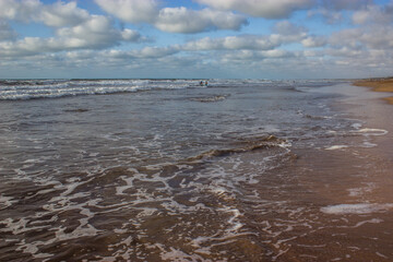 sea wave beautiful tropical beach and sea in sunny day in Morocco 2023
