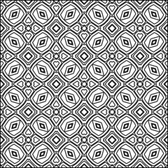 Abstract background with figures from lines. black and white pattern for web page, textures, card, poster, fabric, textile. Monochrome graphic repeating design.