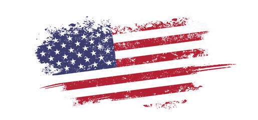 United states flag with brush trace and grunge effect, american flag © KR Studio