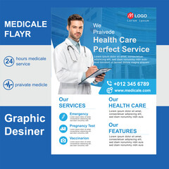 medicale flayr design vector gradient hospital template design