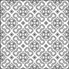 Abstract background with figures from lines. black and white pattern for web page, textures, card, poster, fabric, textile. Monochrome graphic repeating design.
